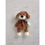 Kurdelalı Şirin Kahverengi Köpek Amigurumi Organik Oyuncak