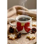 Kurdele Amore 24 K Altın Süslemeli El Yapımı Yılbaşı Hediyesi Seramik Double Kahve Fincanı, Mug, Kupa