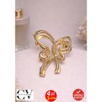 Kurdele Model Gold Saç Tokası – Zarif Metal Mandal Toka 7 cm - Standart - Altın