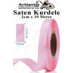 Kurdele Saten 2 cm 10 Metre 1 Adet Saten Kurdela Parlak Hediye ve Süsleme Şeridi Süs Paketleme Çiçek Saç El Sanatı - Açık Pembe
