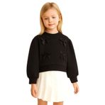 Kurdeleli Kız Çocuk Sweatshirt - Siyah - 9 - 10 Yaş