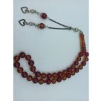 Küre Kesim Alpaka Püskül Kırmızı Sarı Kehribar Tespih