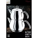 Küre Orta Boy Çelik Kulplu Çaydanlık Takımı