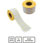 Küresel Etiket Termal Etiket | 64 Adet Rulo | Barkod Etiket | 40X60 mm | 1000 Sarım