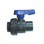 Küresel Vana 1 1/4", Tek Rakorlu Konik, Plastik, Gri