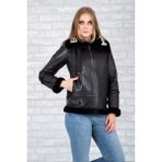 Kürk Mont Deri Siyah Siyah Kürk Detaylı Deri Mont, Ceket- 106022 - 3XL