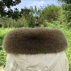 Kürk yaka, kadın, kışlık, tilki kürkü yaka, suni kürk yaka, suni kürk yaka, kadın şal, boyun ısıtıcısı, kışlık şal, sıcak tilki, suni kürk, suni kürk, kapüşon, kışlık manto, kahverengi