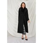 Kürk Yakalı Kadın Kaban - Siyah - XL