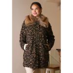 Kürk Yakalı Leopar Kadın Mont 5659-2K5
