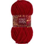 Kürkçü Han Lüks Kadife 100 gr 60M El Örgü İpi Koyu Kırmızı