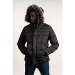 Kürklü Kapşonlu (Kürk ve Kapşon Çıkartılabilir) Içi Polarlı Slimfit Kısa Mont - Siyah