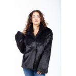 KürkZone Ingiliz Yaka Siyah Trend Tilki Kürk Kaban - 4XL