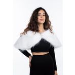 KürkZone Kadın Gelin Abiye Uzun Tüylü Kürk Etol Bolero
