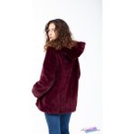 KürkZone Kapşonlu Lutr Bordo Kürk Kaban - 38 - 40