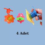 Kurmalı Topaç Çiçek Model (4 Adet)