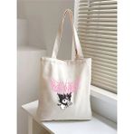 Kuromi Anime Y2k Çanta, Kalın Tote Bag Bez Çanta, Pinterest Çanta, Kitap Çantası - 10D-Krem