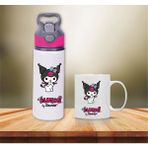 Kuromi Baskılı Pipetli Metal Suluk ve Kupa BARDAK-001