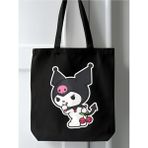 Kuromi Çanta Tasarım Kalın Kanvas, Rips Bez Çanta, Omuz Çantası, Kalın Tote Bag - 10D-Krem
