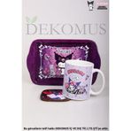 Kuromi Lisanslı Mini Metal Tepsi, Porselen Kupa ve Bardak Altlığı 3'lü Set, Mor
