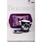 KUROMI Lisanslı Mini Metal Tepsi, Porselen Kupa ve Bardak Altlığı 3'lü Set, ST-KRM-53