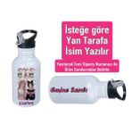 Kuromiii Baskılı Pipetli Kancalı Metal Suluk 600ML. Beyaz - 43