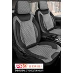 Kurra Store Chevrolet Blazer Uyumlu Tam Set Pro Lüks Oto Koltuk Kılıfı Deri ve Kabartmalı Özel Kumaş Siyah - Füme