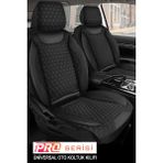 Kurra Store Mitsubishi L100 Uyumlu Tam Set Pro Lüks Oto Koltuk Kılıfı Deri ve Kabartmalı Siyah Kumaş
