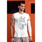 Kurt Başı Beyaz Kesik Kol | Kolsuz Erkek Tshirt | Atlet - M