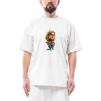 Kurt Cobain Cartoon Oversize Beyaz Tişört - XL