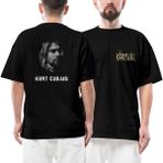 Kurt Cobain Lyrics Ön Arka Baskılı Siyah Oversize Tişört - M