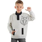 Kurt Erkek Çocuk Gri Kanguru Cepli Sweatshirt