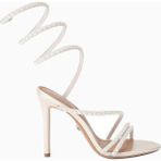 Kurt Geiger Carvela 105 Spiral Heels Denim Lüks Tasarım Kadın Topuklu Ayakkabı - Beyaz