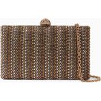 Kurt Geiger Crystal Kensington Taşlı Lüks Tasarım Kadın Clutch Çanta - Kahverengi