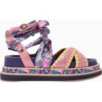 Kurt Geiger Orson Cross Scarf %100 Süet Lüks Tasarım Düz Kadın Sandalet - Çok Renkli