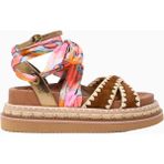 Kurt Geiger Orson Cross Scarf %100 Süet Şık ve Zarif Kadın Düz Sandalet - Kahverengi
