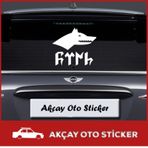 Kurt Ve Türk Sticker Göktürkçe Türk Oto Sticker Kurt Sticker