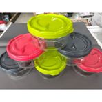 Kurt41 6 Adet Plastik Kapaklı Kahvaltılık Cam Kase Kahvaltılık Saklama Kabı 415 cc