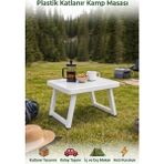 Kurtbay Şekil Kurtbay Beyaz Plastik Katlanır Masa Sehpa Hafif ve Portatif Tasarım ile Kamp ve Piknik İçin Uygun