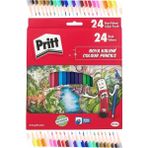 Kuru Boya Kalemi 24 Renk Karton Kutu 1 Paket Pritt 24 Lü Kuruboya Tam Boy Renkli Kalem Kaliteli Yumuşak Uçlu Canlı Renk - Çok Renkli