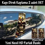 Kuru Kafa İskelet Oto Kapı Sticker 2Li Sağ Sol Kapı Direk İçin Folyo Kaplama - Tuning Modifiye Görünüm