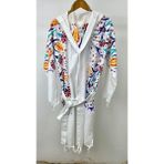 Kurular Tekstil Çini Lale Baskılı Bornoz - Sarı - Beyaz - M