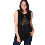 Kurun's Collection Büyük Beden Çiçek Yoga Baskılı Kolsuz Viskon Basic Bluz Siyah 50-52