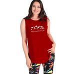 Kurun's Collection Büyük Beden Daisies Baskılı Kolsuz Viskon Basic Bluz Bordo 50-52