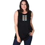 Kurun's Collection Büyük Beden Dragonfly Baskılı Kolsuz Viskon Basic Bluz Siyah 46-48