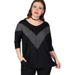 Kurun's Collection Büyük Beden Göğüs V Sim Bluz Siyah 50-52