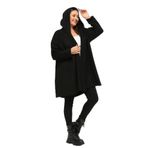 Kurun's Collection Büyük Beden Kapşonlu Polar Hırka Siyah 38-40