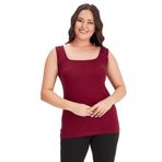 Kurun's Collection Büyük Beden Kare Yaka Kalın Askılı Atlet Bluz Bordo 50-52