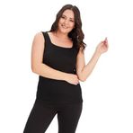 Kurun's Collection Büyük Beden Kare Yaka Kalın Askılı Atlet Bluz Siyah 50-52