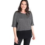 Kurun's Collection Gümüş Yarım Kol Simli Altı Bluz Gümüş 46-48