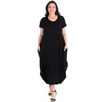 Kurun's Collection Jumbo Kısa Kol Elbise Siyah 54-56